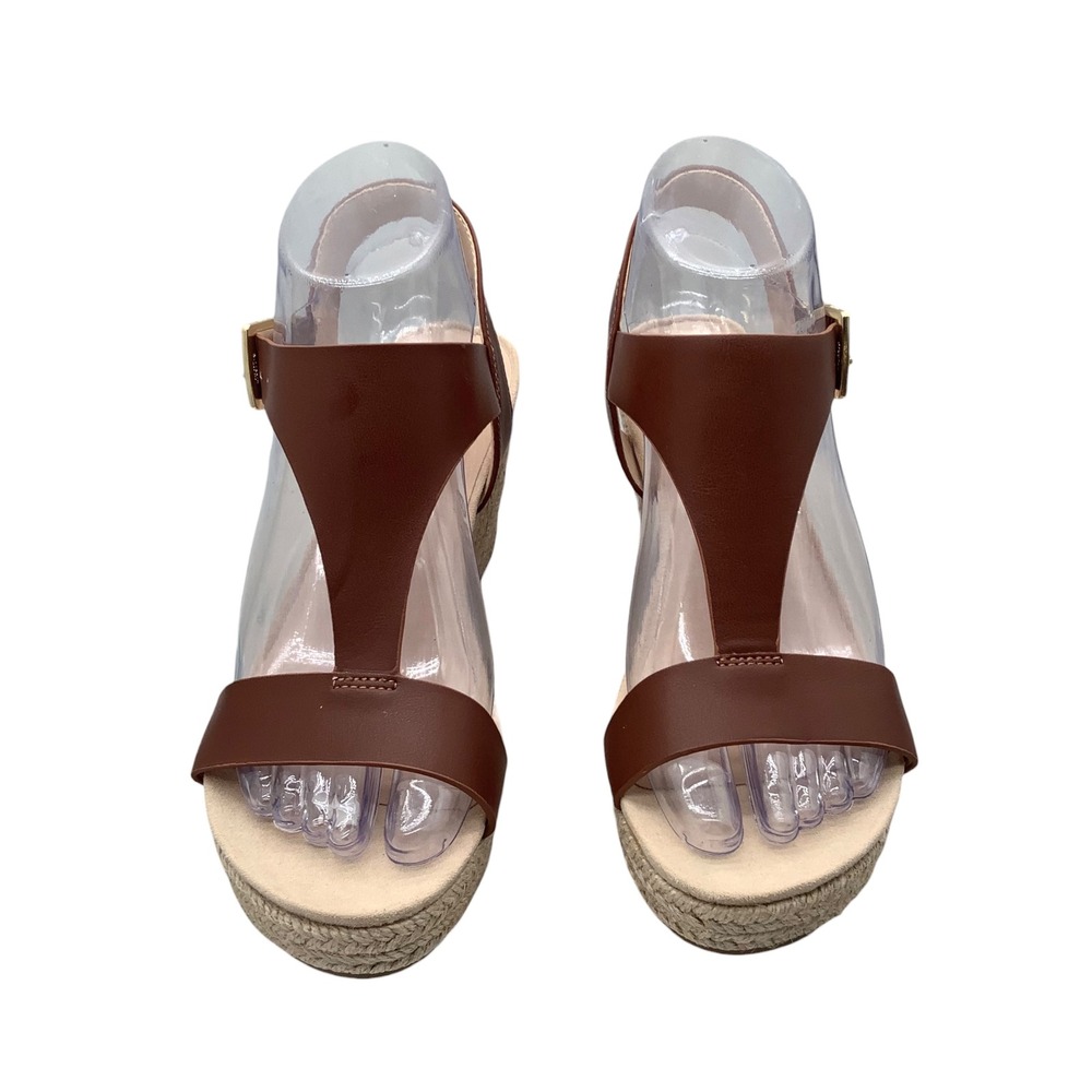 Kenneth Cole Reaction Card Wedge Tan Espadrille Sandals RLH8002SO Womens 5.5 NEW - Picture 1 of 8